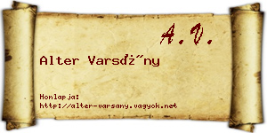 Alter Varsány névjegykártya
